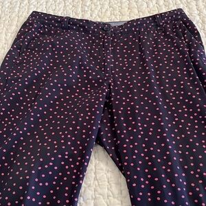 Talbots pants 12P navy with pink polka dot chino